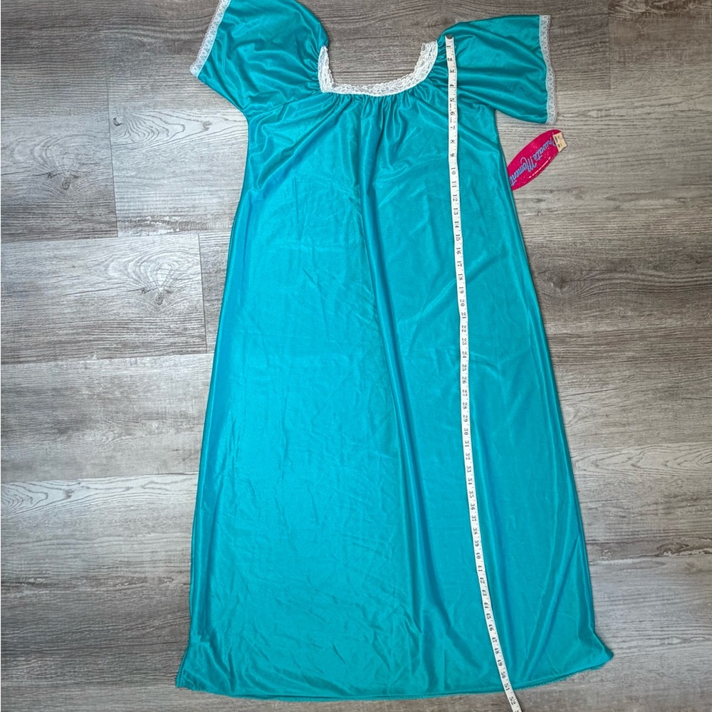 Vintage Private Moments Long Nightgown women’s size M OS Teal NWT Grannycore - Picture 9 of 9